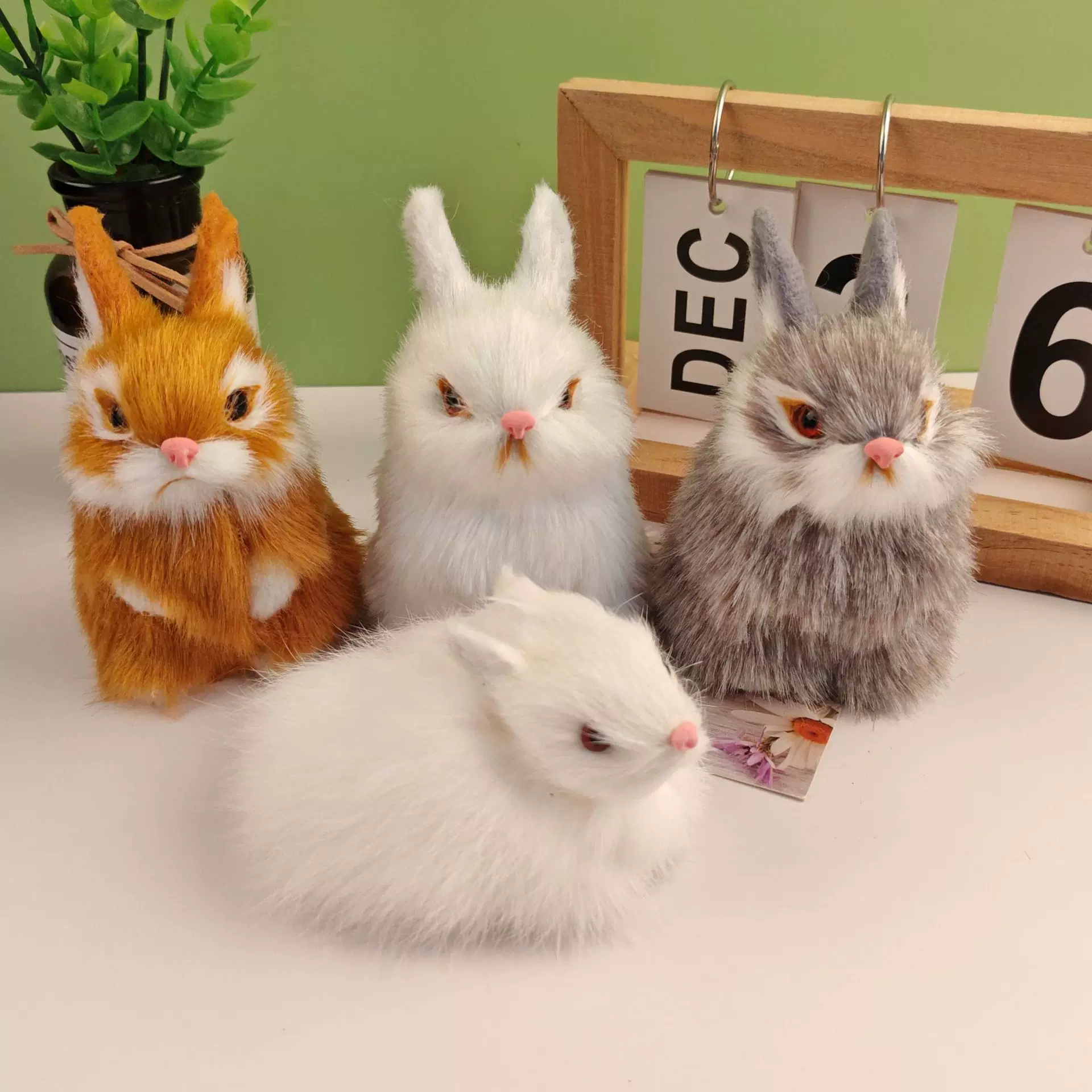 景区摆摊仿真动物中立兔毛绒皮毛仿真小卧兔工艺品旅游景点纪念品