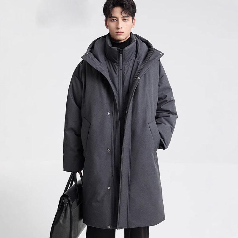 Shopping Mall Style 2024 Winter New High-End Hooded Mid-Length Parka down Jacket Men's Thickeneded Warm Jacket Shopping Mall Style 2024 Winter New High-End Hooded Mid-Length Parka down Jacket Men's Thickeneded Warm Jacket