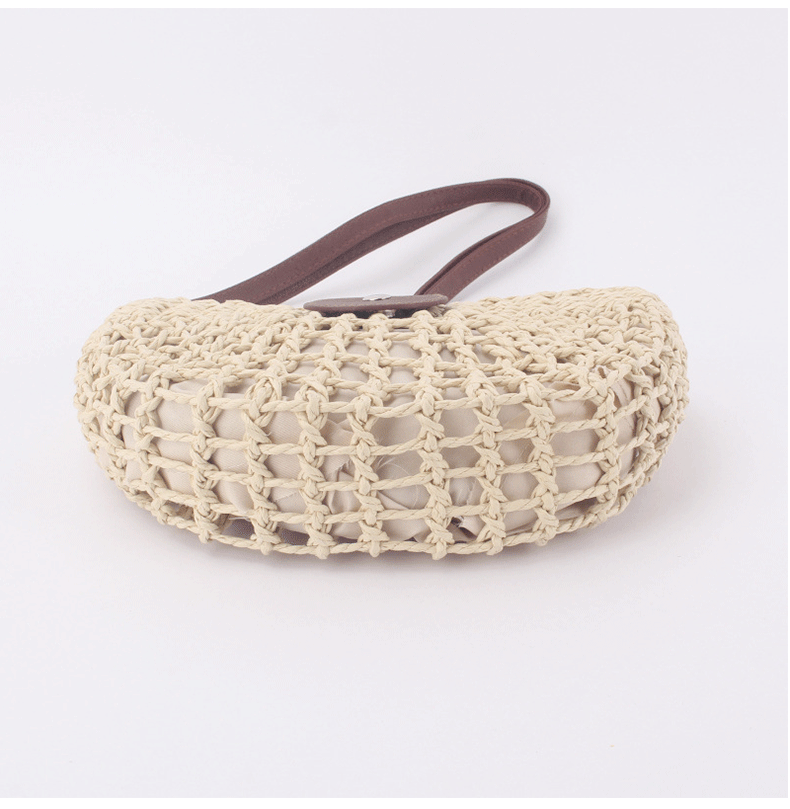 Women's Medium Straw Color Block Streetwear Dumpling Shape Zipper Straw Bag display picture 2