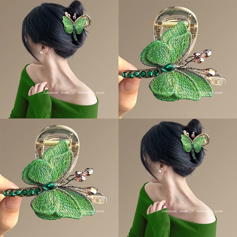 Elegant retro crab pin with butterfly