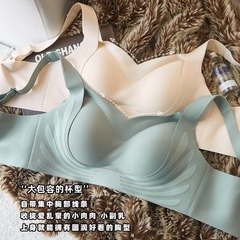 夏の薄いタイプの通気性の美背のブラジャーの女性の無鋼の輪は集まって副乳の氷の糸を収めて跡がなくて快適な下着を収めます。