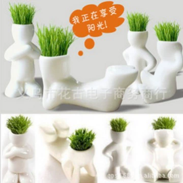 Цельное DIY офисное мини-растение в горшке трава посадка маленькая белая трава кукла X подарок для любовника