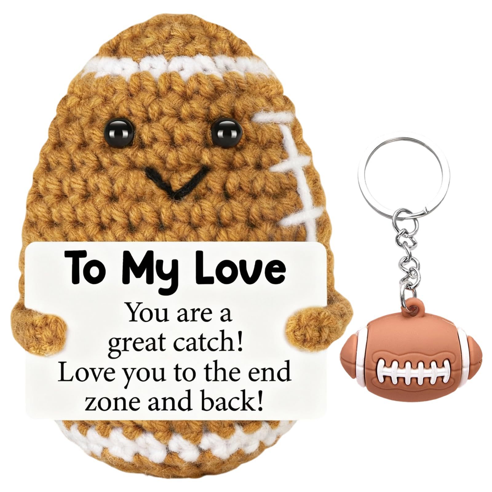 Yarn Knitted Toy, Fun Water-Spraying Whale Tooth Finished Toy, Mini Keychain, Crocheted Rugby Ball Toy