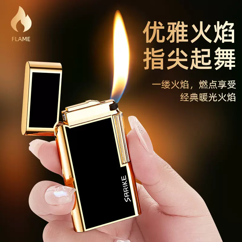 网红爆款斜火打火机充气明火砂轮点火器高档礼品潮送男友跨境批发