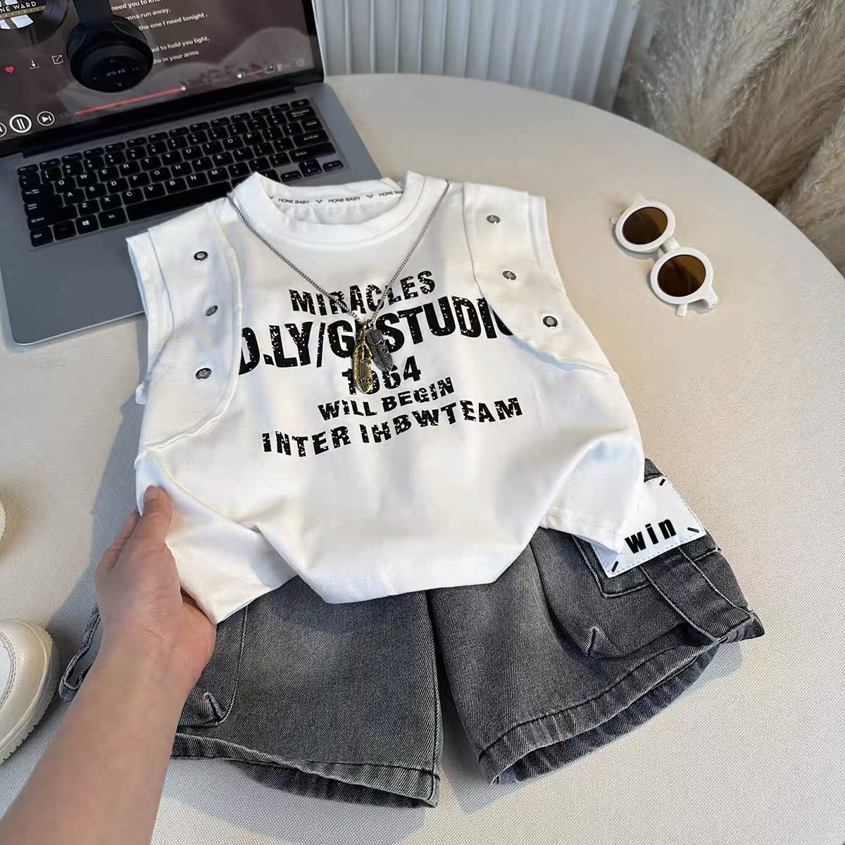 Boys' Summer Thin Outfit Children's Clothing Cool Stylish Toddler Summer Clothes Baby Summer Trendy Fashionable Children's Clothing