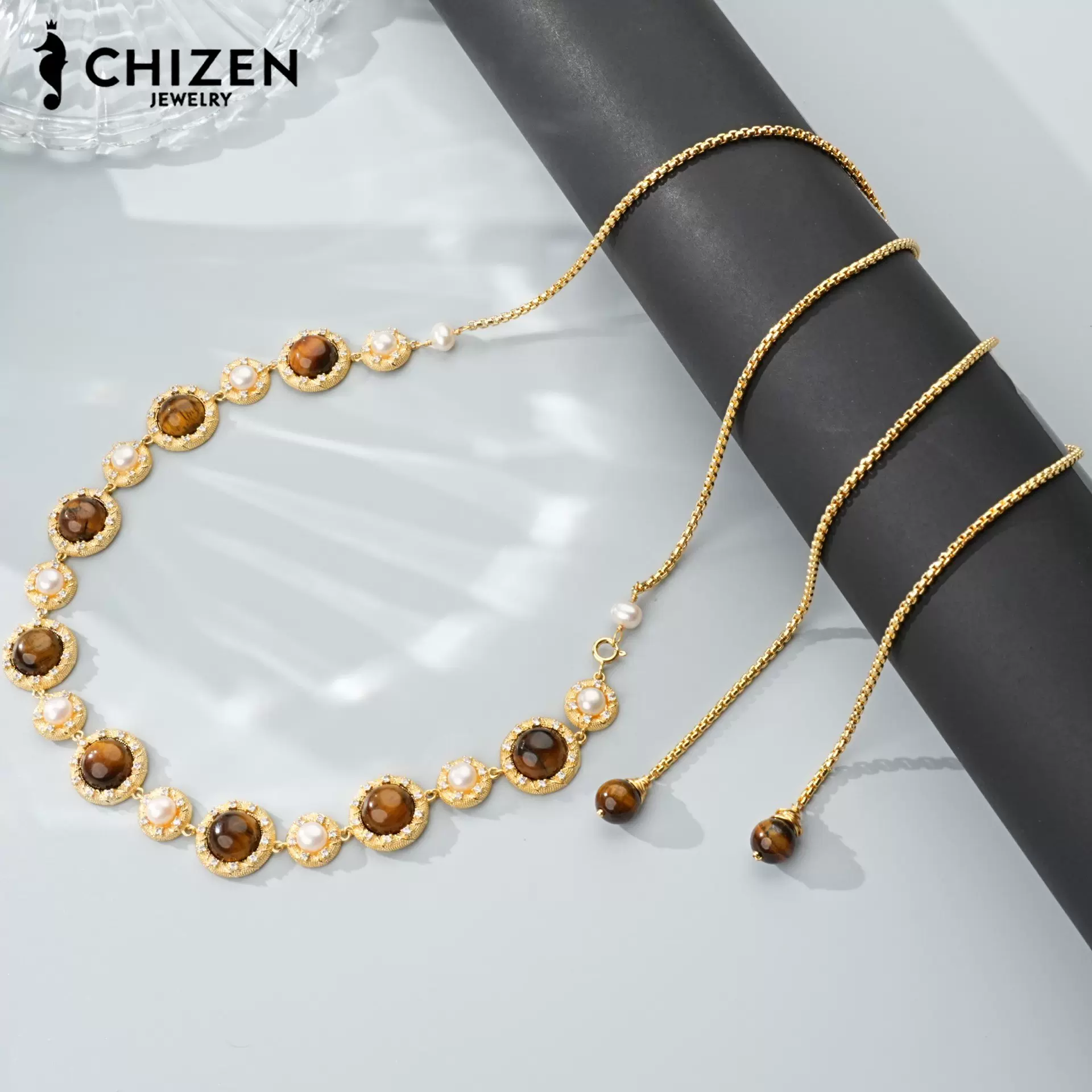 外贸跨境欧美天然淡水珍珠巴洛克项链套装源头工厂礼服配饰电商款