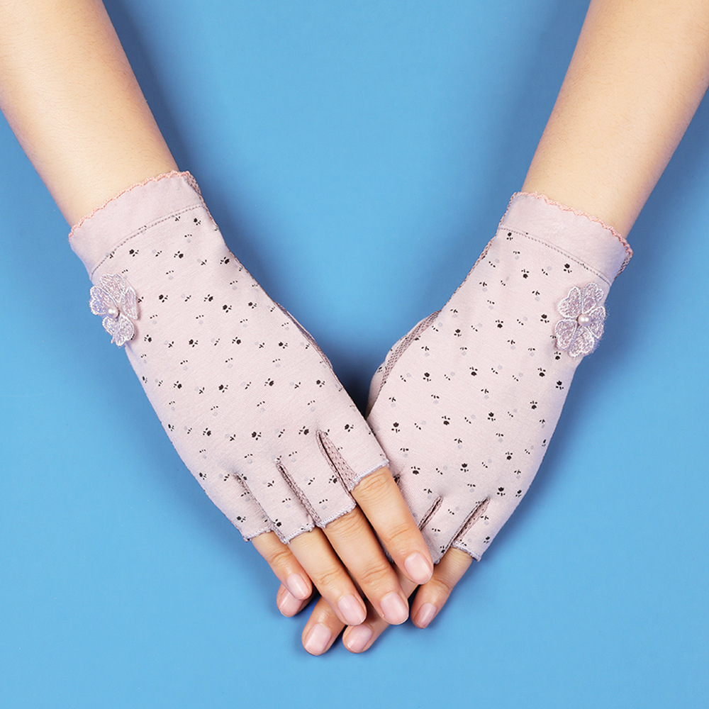 Guantes de protección solar con los dedos descubiertos, mujeres delgadas, conducción de verano, ciclismo, antideslizante, antiultravioleta, recolección de té, manicura, guantes de medio dedo