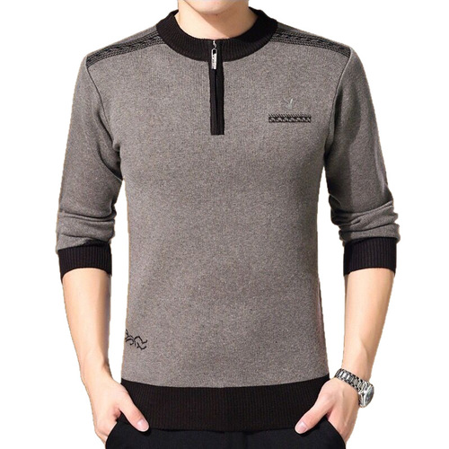 2025 New Men's Long-Sleeve Sweater for Middle-Aged and Elderly, Hooded Colorblock Casual Dad Knit Running Volume Base Shirt