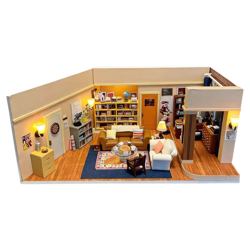 Miniature DIY Handmade House Sheldon Apartment Dollhouse Gift Model Creative Toy Building Blocks