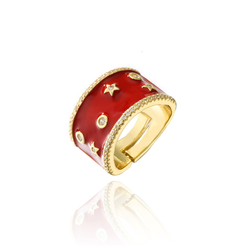 Nouvelle Bague Ouverte En Zircone Micro-incrustée De Cuivre Goutte D&#39;huile De Mode display picture 8