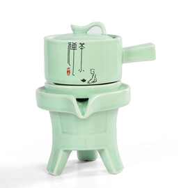 单个懒人石磨茶具单个旋转出水功夫茶壶复古自动冲泡茶器一件工厂