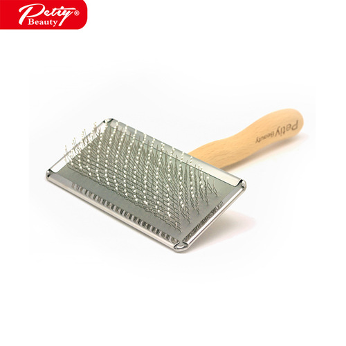 Baoli Exports Beech crank handle with protective head steel plate comb pet comb needle comb long hair dog and cat comb detangling comb