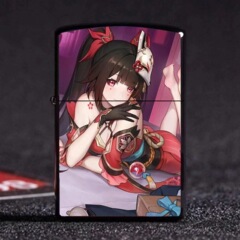 Windproof metal oil can lighter with anime and game design, supports dropshipping