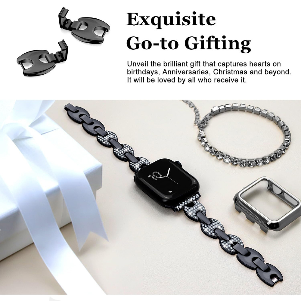 Compatible with apple watch bnad S9876 Chanel-style shiny diamond iwatch metal Apple Watch band details Picture