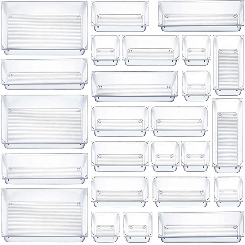 Настольный прозрачный органайзер для канцелярии, косметики и мелочей с выдвижным ящиком для хранения