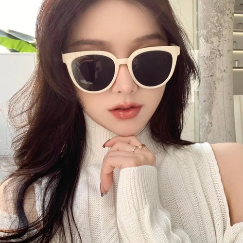 款墨镜女刘亦菲许红豆同款防紫外线茶色圆脸偏光太阳眼镜批发