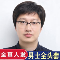 中高年かつら男性かつらカバー針かつら中年手織りかつら短髪本物のかつらカバー