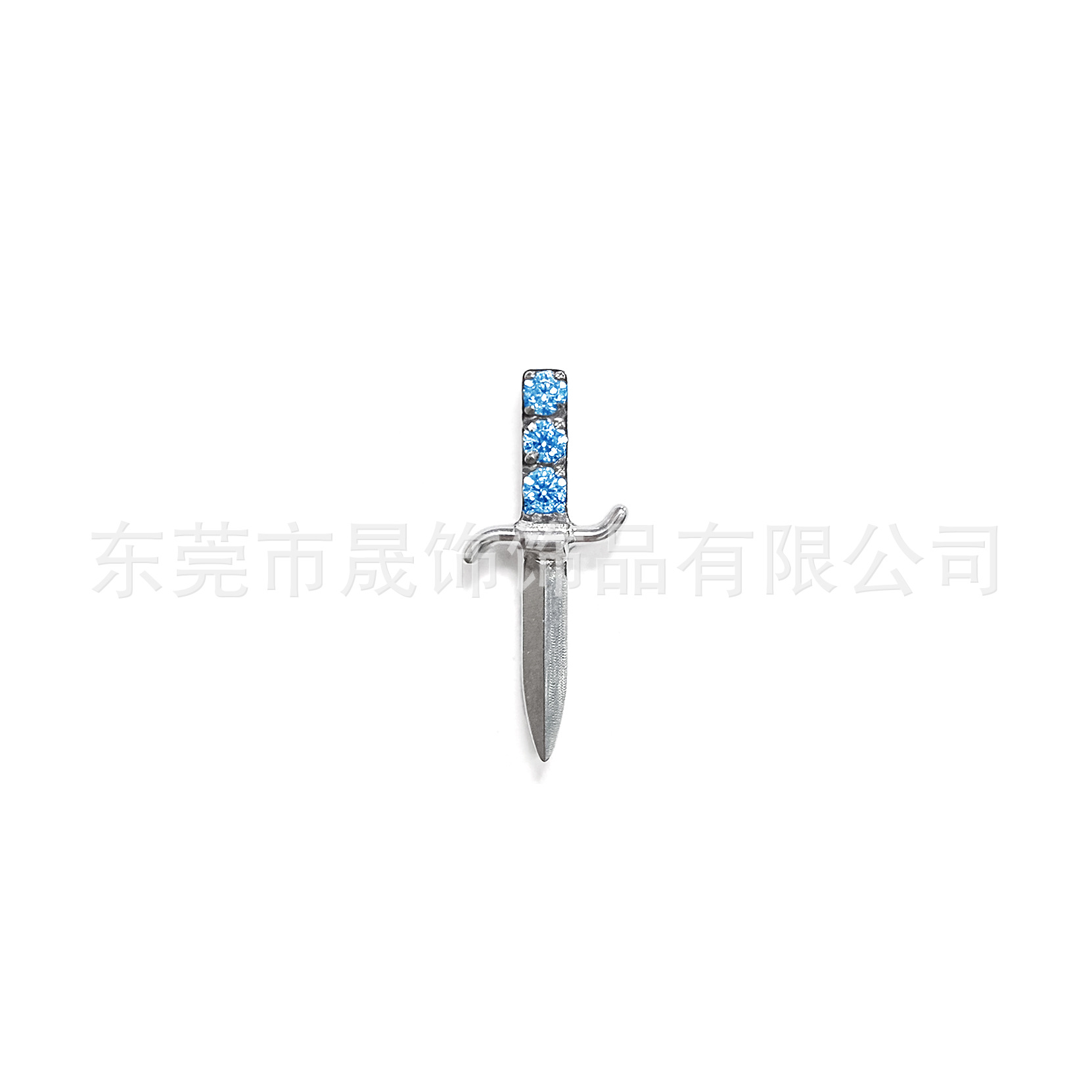 F136钛合金十字宝剑耳钉镶5A锆石耳骨钉G23钛内螺纹穿刺饰品配件