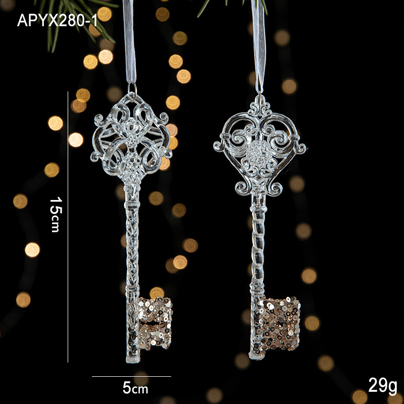 クリスタル質感Swanlaceアクリルキラキラ透明雪クリスマスツリーペンダント鈴装飾品|undefined