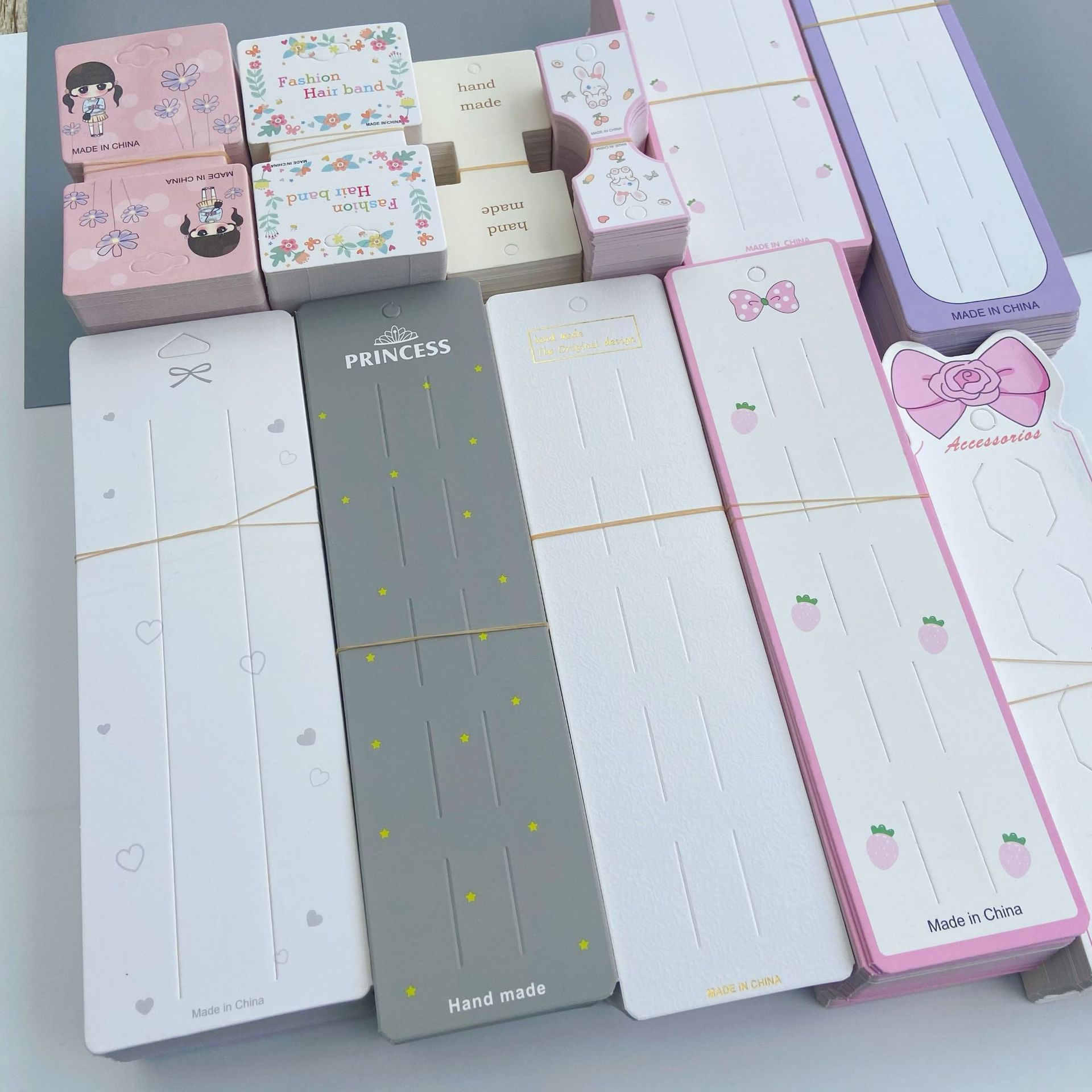 diy发饰卡纸手工饰品包装卡片儿童发饰发夹 发圈发绳包装卡纸现货