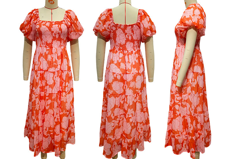 308g Weight Maxi Long Dress Dress Length Type Short Sleeve Sleeve Length S1562 Dresses Type Puff Sleeve Sleeve Type Polyester Fabric Type High Waist Waist Line Holiday, Daily Occasion Boat Neck Neckline Slim Fit Type Solid Color Pattern Summer Season Women's Gender Elegant Style Wholesale Women's Elegant Solid Color Holiday Daily Boat Neck Short Sleeve S1562 1