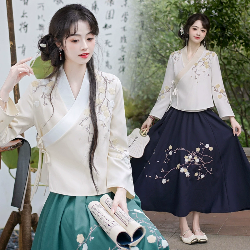 Оригинальный новый этнический стиль трехмерное полотенце вышитый семипостовый рукав топ длинная юбка чайный костюм женский