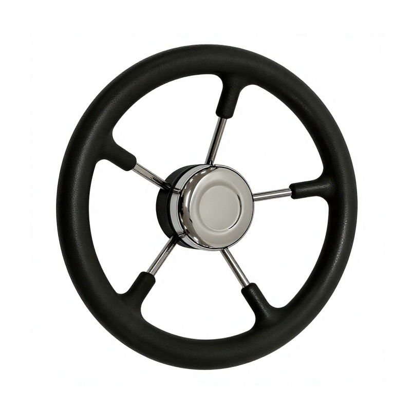 Five-spoke stainless steel 304 foam soft grip ship steering wheel, yacht rudder wheel, marine steering wheel