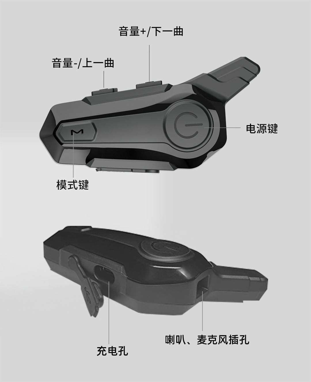 English Neutral Helmet Bluetooth Headset 600m Two Person Intercom Motorcycle Cycling Headset Waterproof Noise Reduction Headset