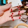 Long earrings with tassels, flowered, simple and elegant design, wholesale