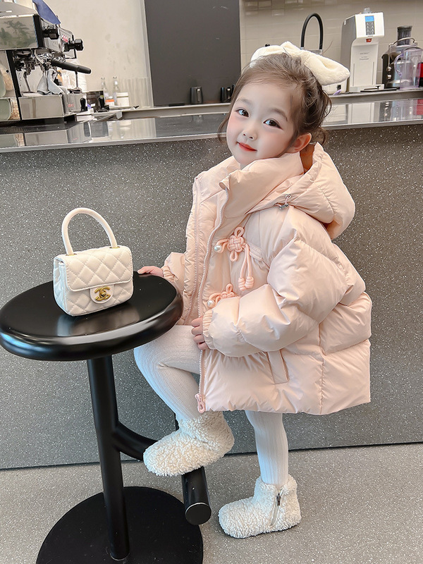 女童冬装羽绒服白鸭绒2025新款儿童长袖外套连帽冬季加厚保暖女宝|undefined