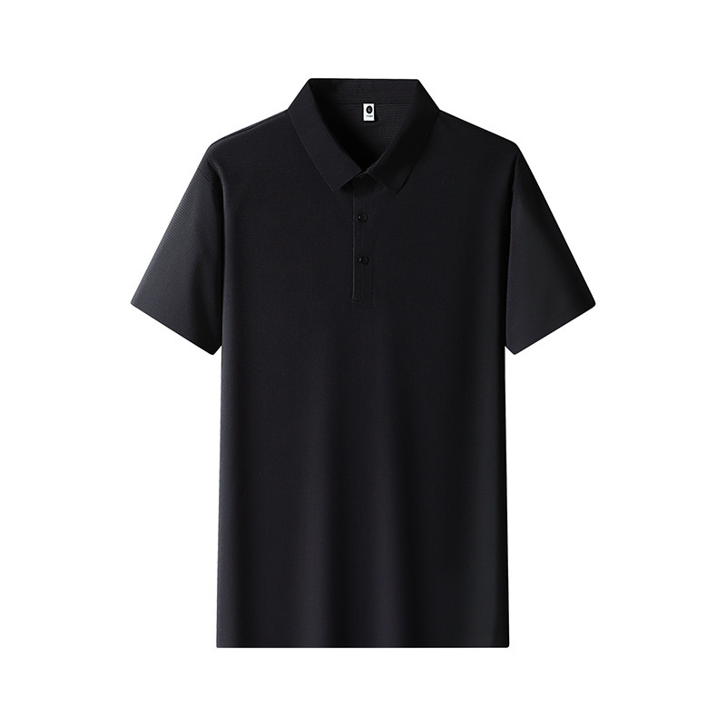 2025 新しいルーズ夏のファッション Tシャツメンズビジネスアイスシルク半袖ラペルシームレスラミネートポロシャツ|undefined