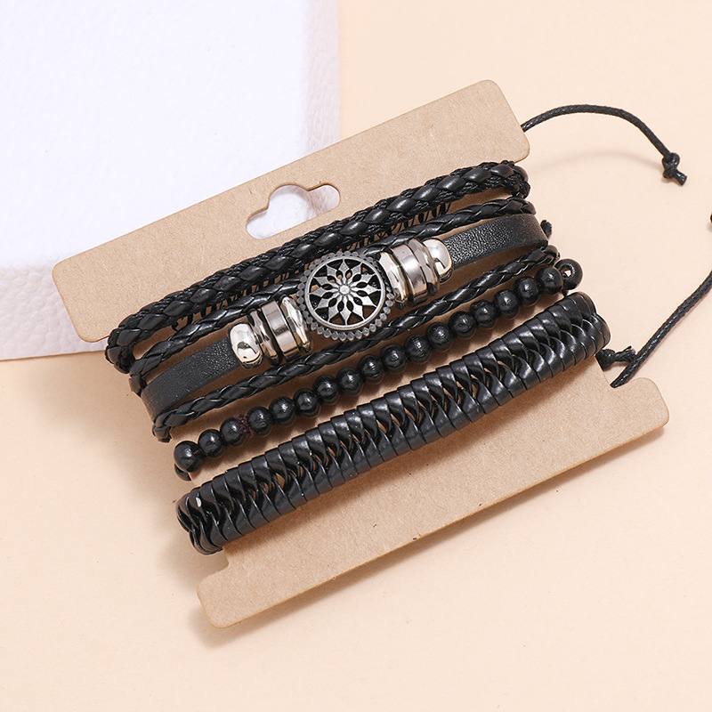 retro woven leather bracelet set wholesale