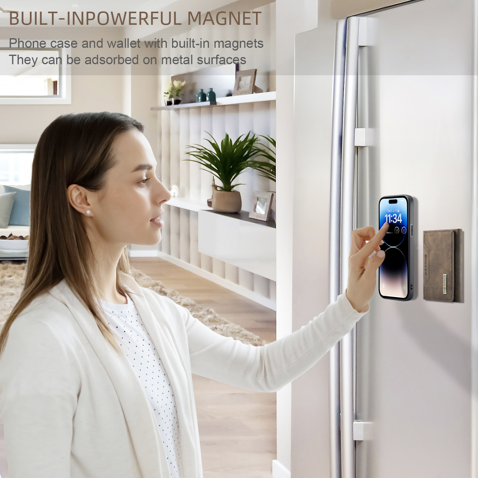Custodia protettiva magnetica per carte M2 iPhone 15 Pro Max Custodia protettiva magnetica per telefono diviso 14 Pro Max_voghion.com