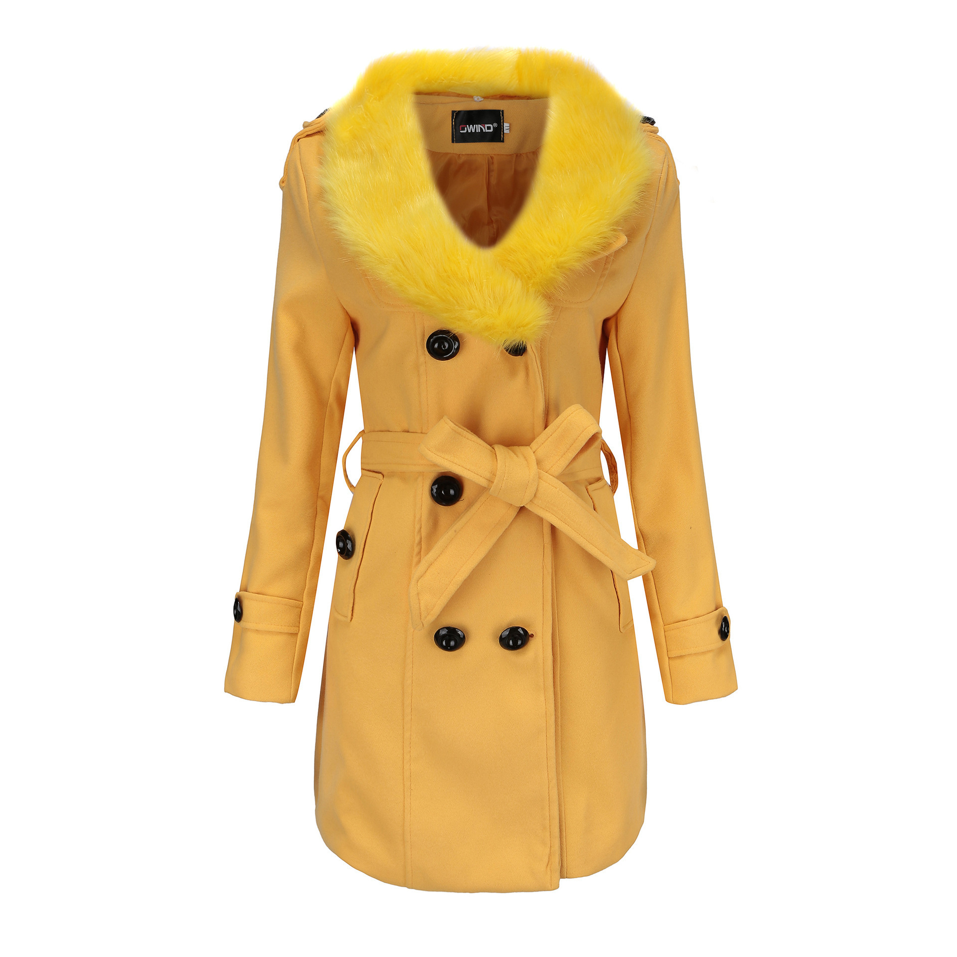 Korean style woolen coat Women's Mid-length 2024 women's trench coat winter Korean style large fur collar double-sided woolen free shipping_voghion.com