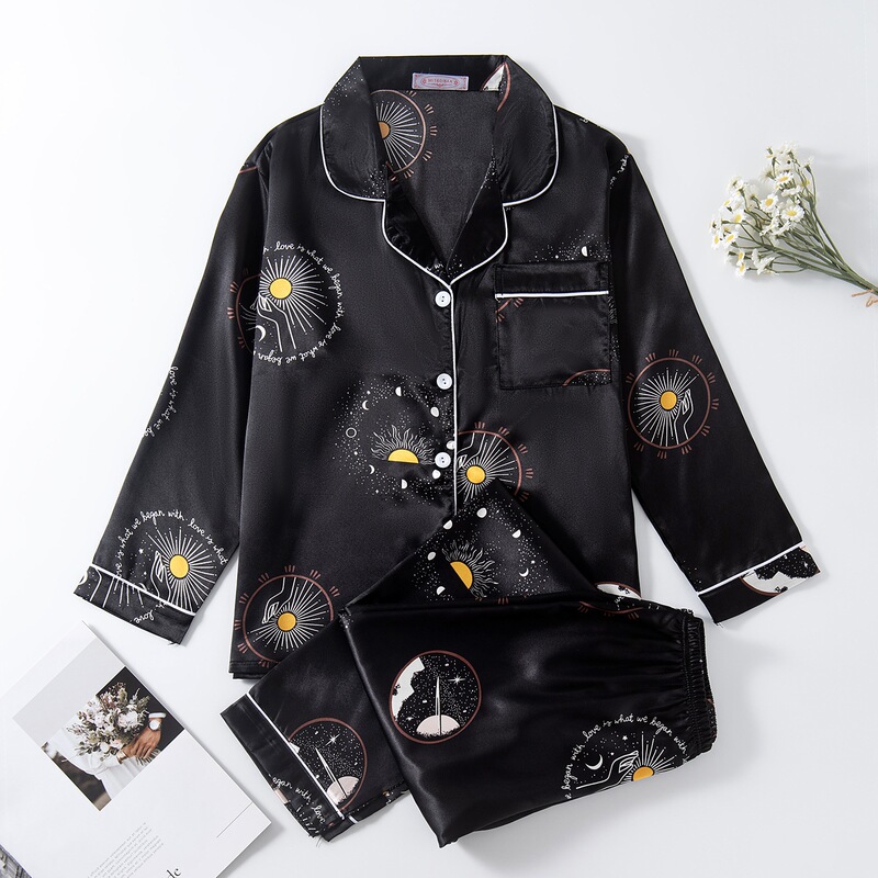 2026 New Style Ice Silk Pajamas for Women, Long-Sleeved and Long-Pants, Plus Size, Faux Silk, Cool-Feel Loungewear Set, Cross-Border Wholesale