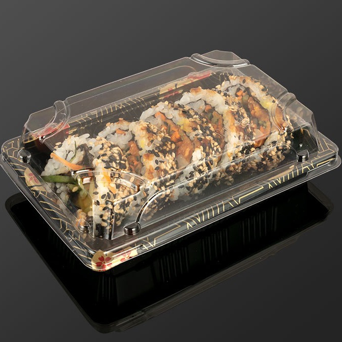 厂家供应一次性塑料便当外卖寿司盒PS材质高质量跨境食品包装