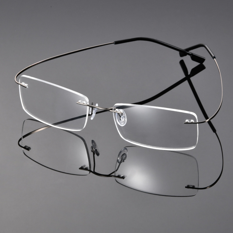 Manufacturer Wholesale Titanium Alloy Super Elastic Frameless Men's and Women's Metal Glasses Frames Business Ultra-Light Myopia Glasses Reading Glasses Frames