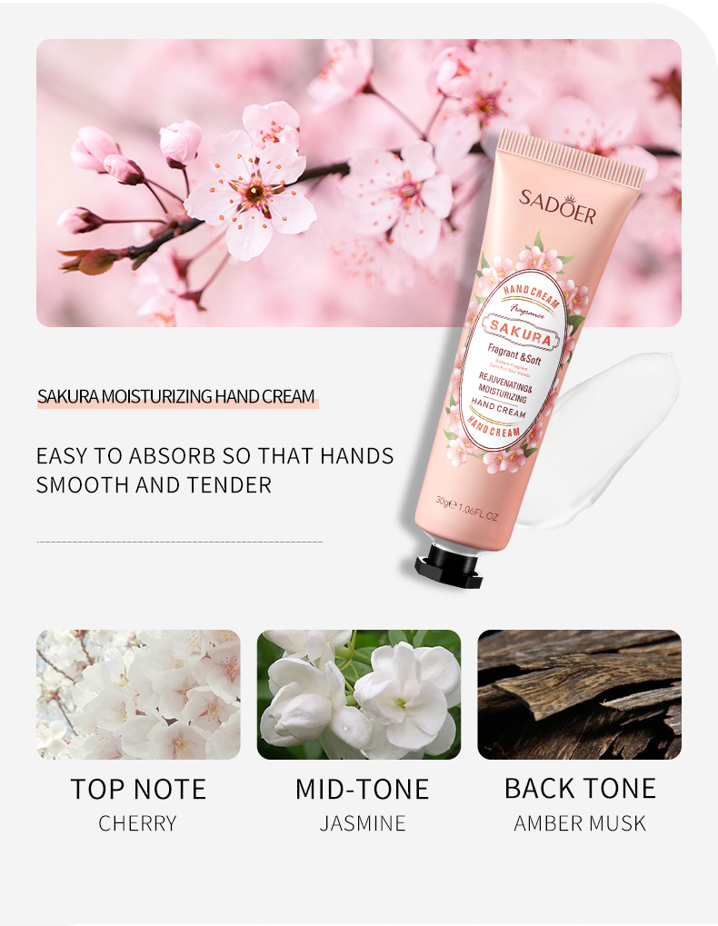 Sadoer Rose And Chamomile Hand Cream Moisturising Skincare 30g_voghion.com