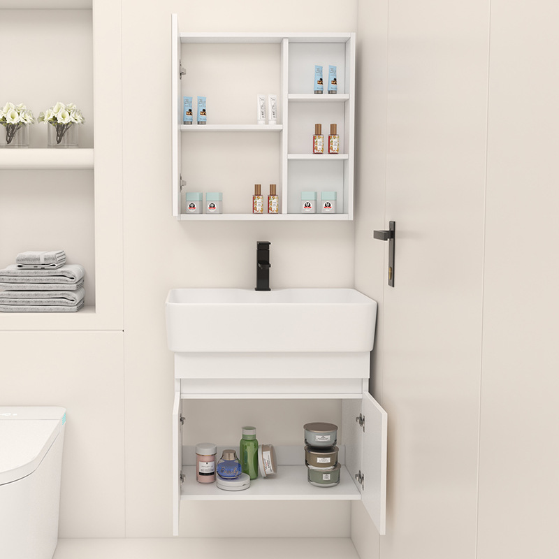 gabinete de baño de madera sólida tipo pequeño gabinete de baño cerámica integral lavabo de lavabo tipo pared lavabo de cara lavabo de mano gabinete
