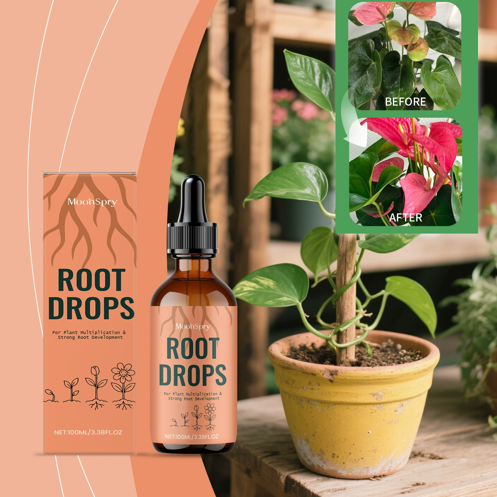 MOONSPRY капли для укоренения растений, жидкое удобрение для комнатных растений, ежедневный питательный раствор для укрепления корней зеленых растений