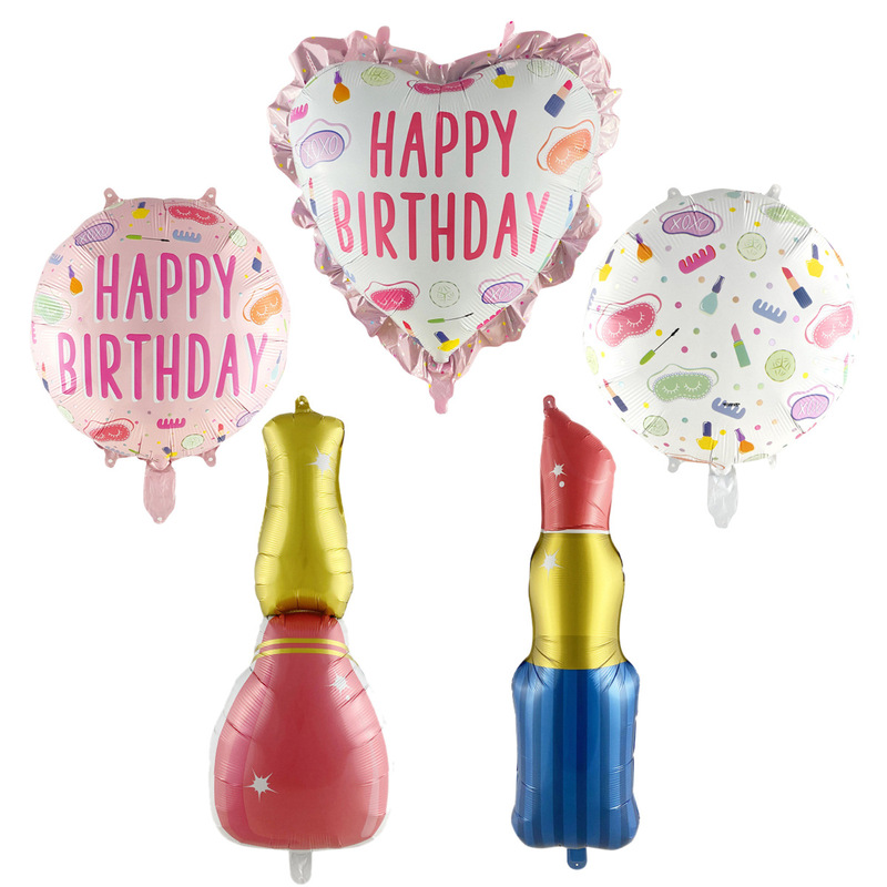 Beauty Makeup Makeup Theme Aluminum Film Balloon Girls Lipstick Nail Polish Shape Birthday Party Decoration Balloon