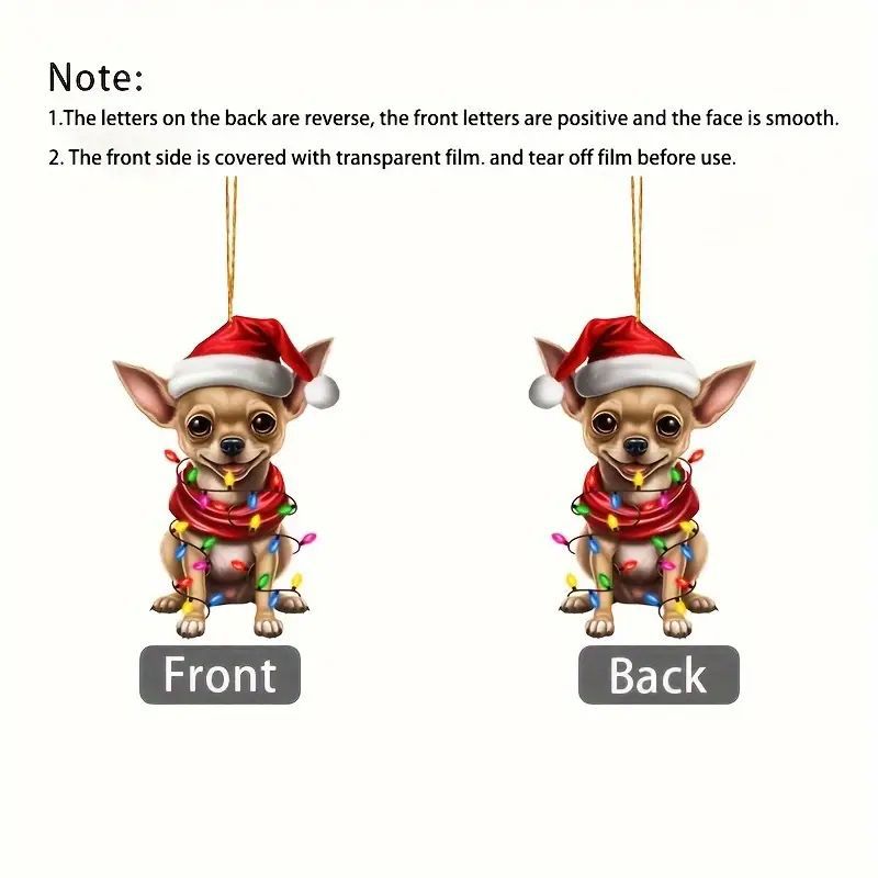 Transfronterizos 2D acrílico plano caricatura Navidad perros adornos colgantes de automóviles