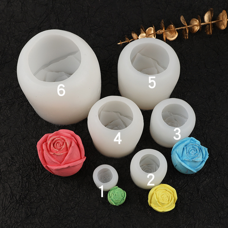 6款3D立體玫瑰花慕斯酒吧冰塊冰格裝飾硅膠模具DIY手工皂