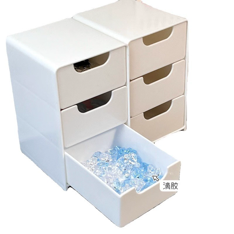 Small Table Storage Box, 3-Tier Dressing Table Organizer, White, Compact Drawers