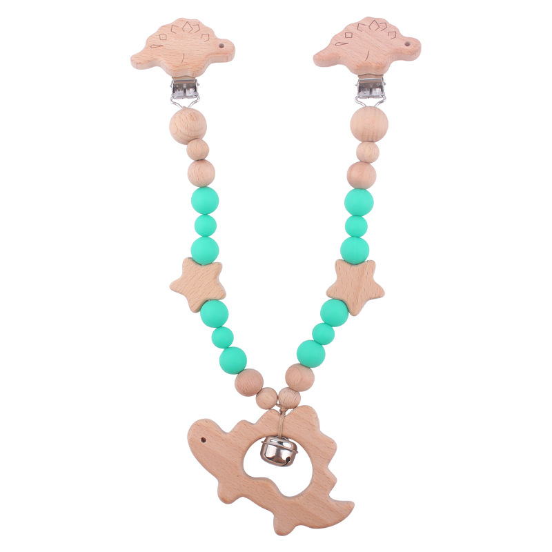 Nuevo bebé de dibujos animados de haya animal chupete clip calmante bebé mordida chupete cadena coche colgando mordedor conjunto de tres piezas