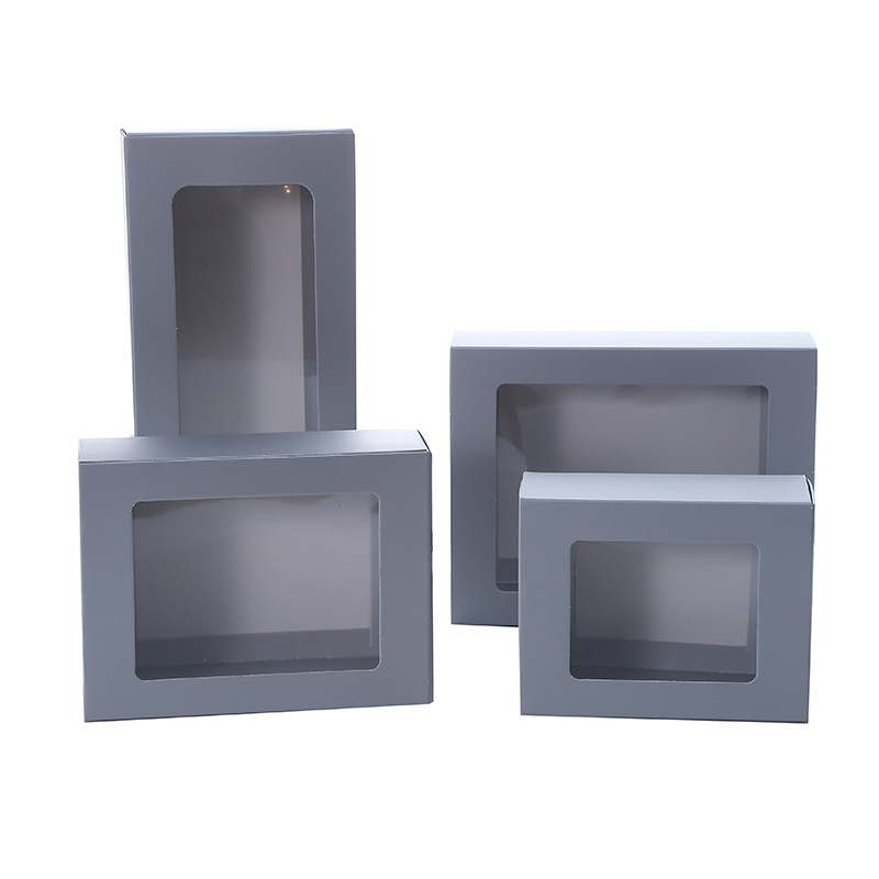 Caja de papel kraft simple de color sólido nuevo medio transparente caja de colección de reliquias culturales regalo de dulces caja de regalo de vacaciones