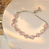 Bracelet heart-shaped, zirconium, summer jewelry, light luxury style