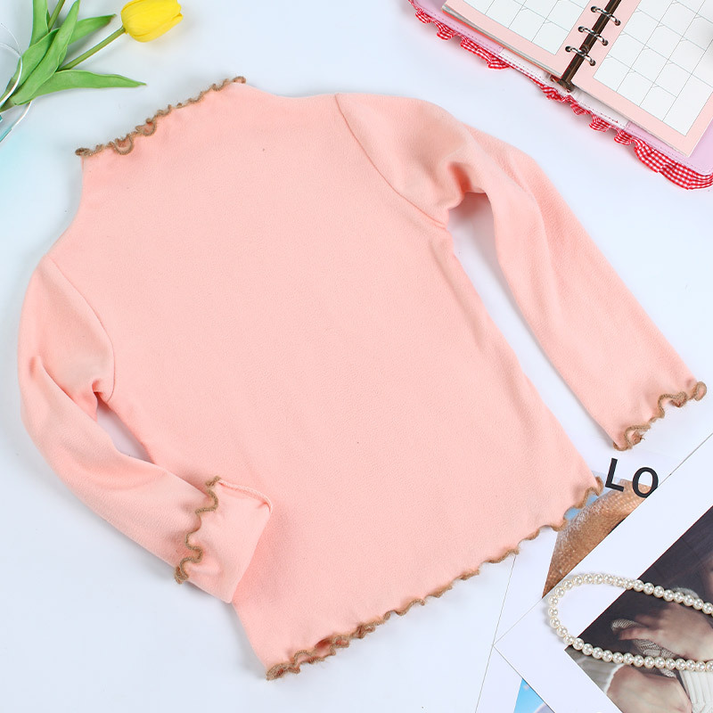 Otoño e invierno de terciopelo camisa de fondo para niños color sólido camisa de manga larga para niñas bebé cálido suéter ropa de otoño camiseta