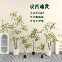 緑植南天竹ハイエンド盆栽室内北欧の大型造景着地装飾品バイオニック義肢