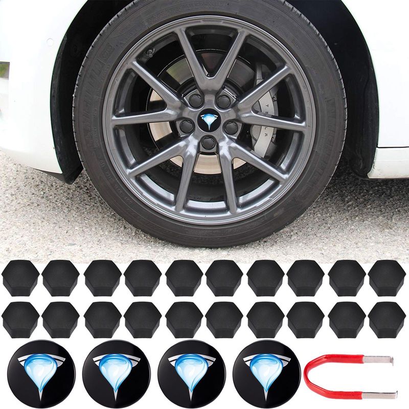 テスラモデル 3/X/S ホイールハブキャップホイールハブキャップロゴカバーセンターカバーセット修正アクセサリーに適しています|undefined
